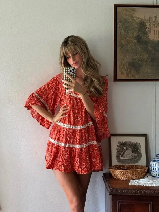 free people floral tunic / mini dress - Picture 3 of 5